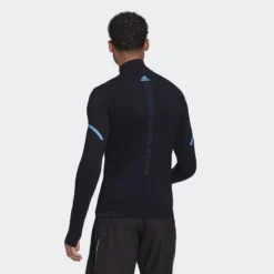 Adidas Running Shirt Primeknit Midlayer - Black/Blue Rush -Track Fit Wear Sales 014bad357d9d