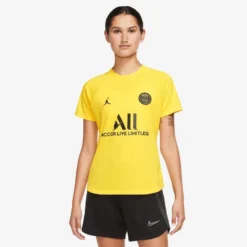 Nike Paris Saint Germain Training T-Shirt Dri-FIT Pre Match Jordan X PSG - Tour Yellow/Black Woman