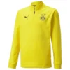 Dortmund Training Shirt 1/4 Zip Pre Match - Cyber Yellow/PUMA Black Kids